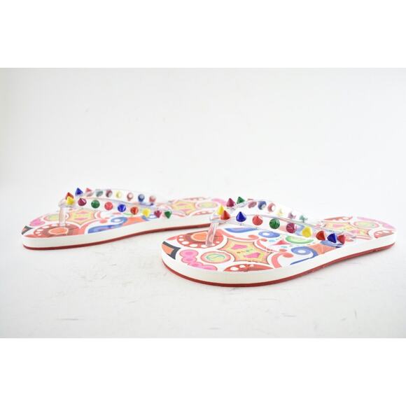 Christian Louboutin Loubi Flip Spikes Donna Flat Multi Thong Flip Flop Sandal 38 - Picture 9 of 11